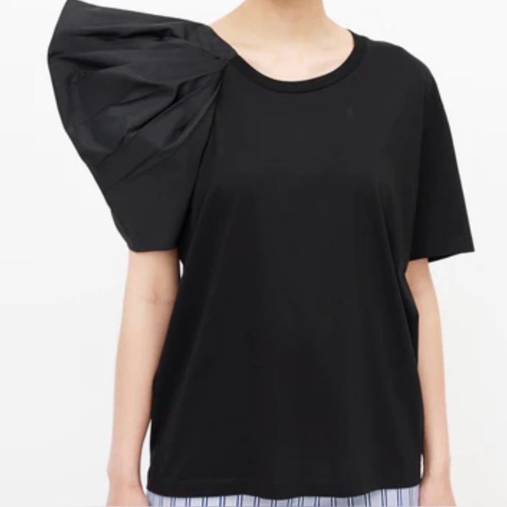 Stella McCartney Black Taffeta Puff Sleeve Top size 46